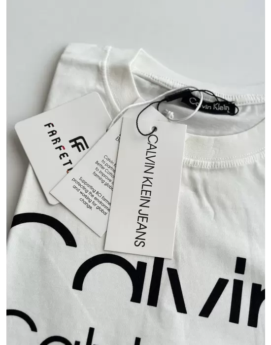 Baskılı Orijinal Marka Oversize Pamuk Beyaz Tshirt
