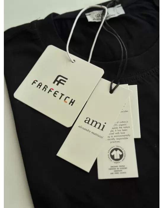 Kalp Nakış Orijinal Marka Oversize Pamuk Siyah Tshirt