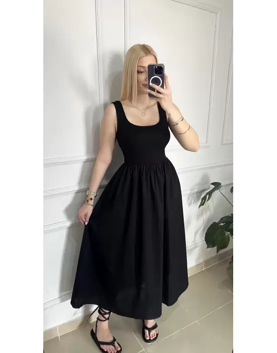 Lorane Askılı Alt Poplin Cepli Prenses Elbise