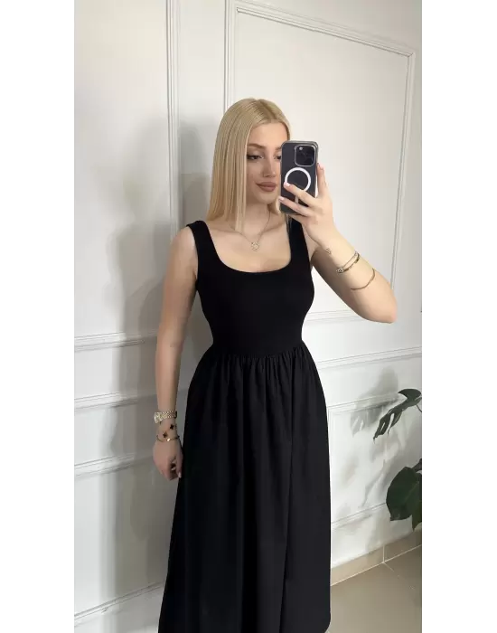 Lorane Askılı Alt Poplin Cepli Prenses Elbise