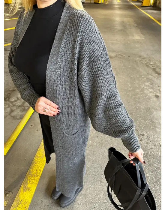 Vox Füme Balon Kol Maxi Boy Triko Hırka