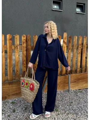 Avenza Lacivert Düğmeli İkili Takım