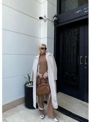 Duel Balıkçı Yaka Kazak/Pantolon Kahve Triko Takım