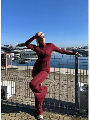 Fualo Bordo Spor Ceket Tayt Takım