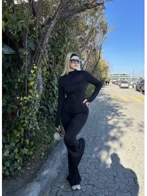 Fualo Siyah Spor Ceket Tayt Takım