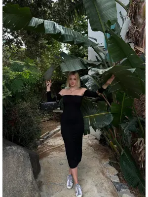 Lady Yırtmaçlı Kolluk Detay Elbise