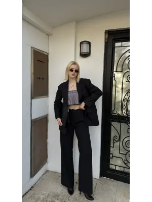 Lav Siyah Blazer İkili Takım