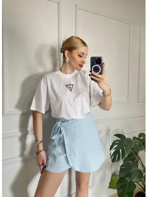 Lavina BebeMavi Müslin Bağlamalı Şort Etek