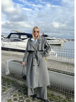 Leora Apolet Detay Uzun Kuşaklı Trençkot