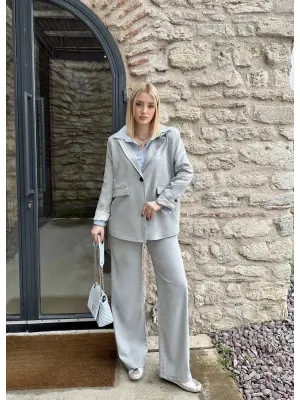 Maggie Gri Blazer Ceket/Pantolon Takım
