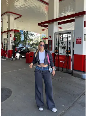 Molyn Şardonlu Kot Detay İkili Füme Eşofman Takım