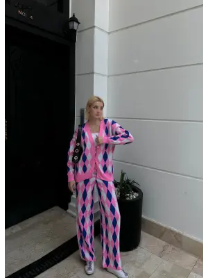 Montela Hırka/Pantolon İkili Pembe Triko Takım