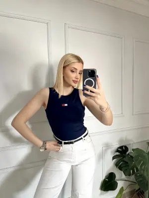 Orijinal Marka %100 Pamuk Halter Yaka Crop