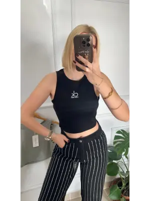 Orijinal Marka Etiketli %100 Pamuk Halter Yaka Crop