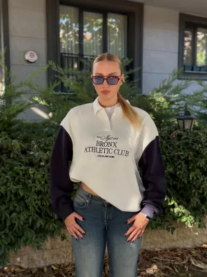 Polin Polo Yaka Nakışlı Şardonlu Sweatshirt
