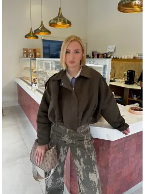 Rodney Haki Apoletli Süet Ceket