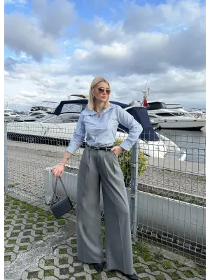 Sashi Füme Geniş Paça Palazzo Pantolon