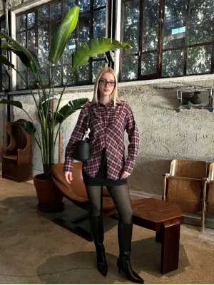 Tasarım Ekose Asimetrik Gömlek