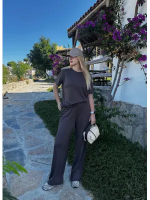 Urban Kahve Esnek Yumuşacık Modal Kumaş İkili Alt/Üst Takım