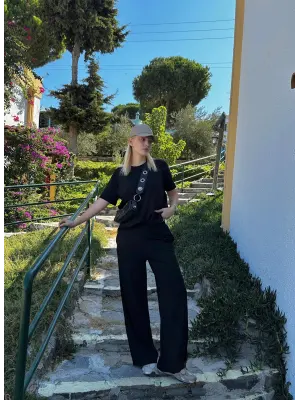 Urban Siyah Esnek Yumuşacık Modal Kumaş İkili Alt/Üst Takım