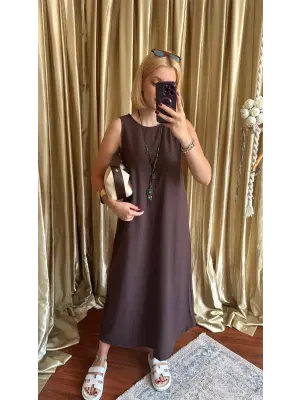 Viria Keten Bisiklet Yaka Elbise