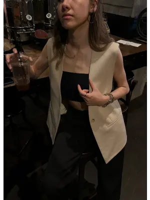 Zra Tek Düğme Yelek