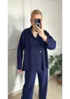 Avenza Lacivert Düğmeli İkili Takım