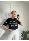 Baskılı Orijinal Marka Oversize Pamuk Siyah Tshirt