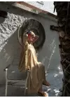 Bohemian Bej Ayarlanabilir İp Askılı Salaş Elbise