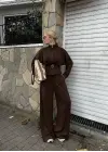 Eva Kahve Bel Kemerli İkili Modal Takım