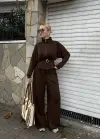 Eva Kahve Bel Kemerli İkili Modal Takım