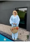 Ferina Bebe Mavi Muslin Ön Bağlamalı Kimono Takım