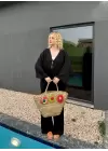 Ferina Siyah Muslin Ön Bağlamalı Kimono Takım