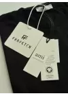Kalp Nakış Orijinal Marka Oversize Pamuk Siyah Tshirt
