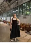 Lorane Askılı Alt Poplin Cepli Prenses Elbise