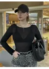 Mila Kaşmir Transparan Siyah Bluz