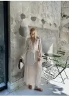 Olivette Fırfırlı Premium Astarlı Tam Boy Elbise