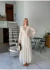 Olivette Fırfırlı Premium Astarlı Tam Boy Elbise