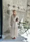 Olivette Fırfırlı Premium Astarlı Tam Boy Elbise