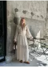 Olivette Fırfırlı Premium Astarlı Tam Boy Elbise