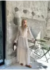 Olivette Fırfırlı Premium Astarlı Tam Boy Elbise