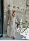 Olivette Fırfırlı Premium Astarlı Tam Boy Elbise