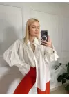 Soleil Beyaz Fırfırlı Volanlı Gömlek