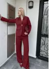 Velvet Bordo Gold Büyük Tek Düğmeli İç Astarlı Beyaz Blazer Ceket