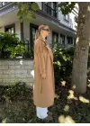 Zeze Taba Apolet Detay Kuşaklı Premium Kaşe Kaban