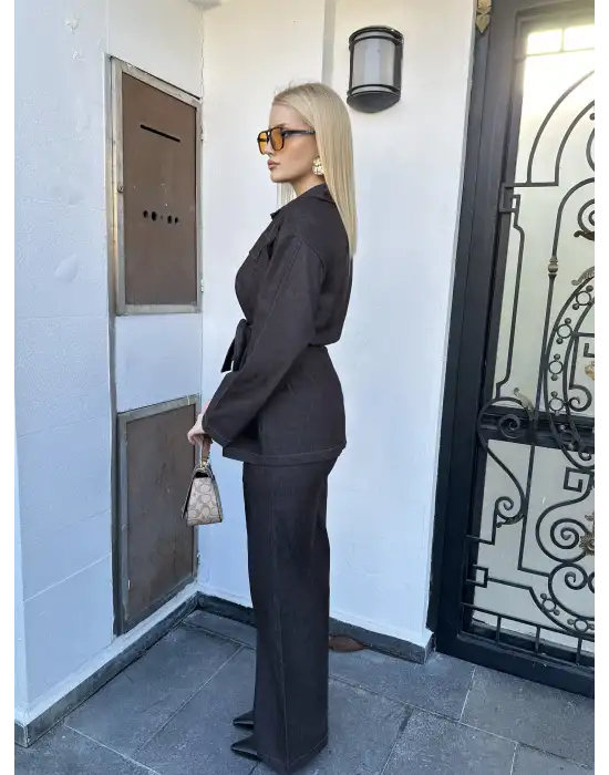 Kahve Denim İkili Takım