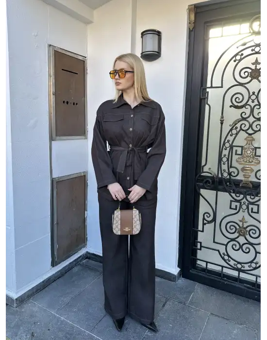 Kahve Denim İkili Takım