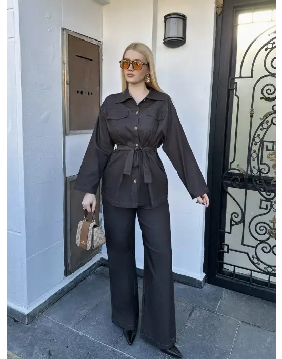 Kahve Denim İkili Takım