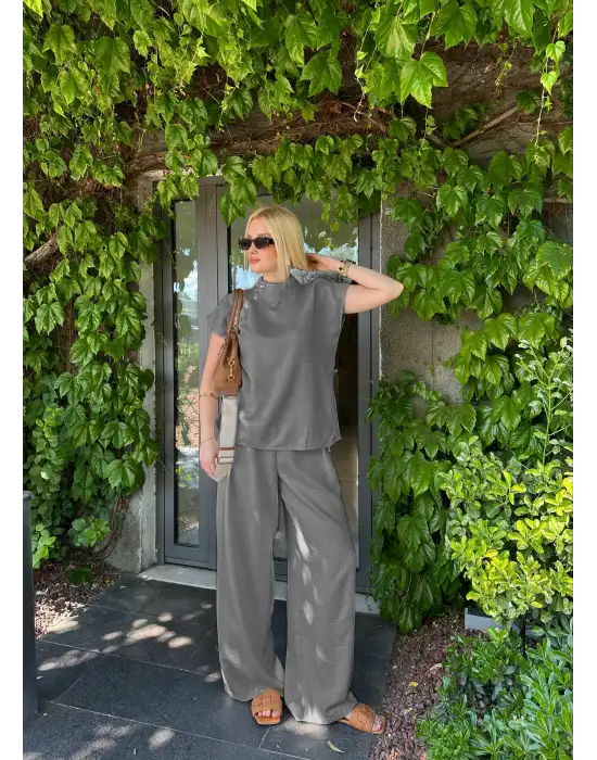 Boherna Gri Keten İkili Takım