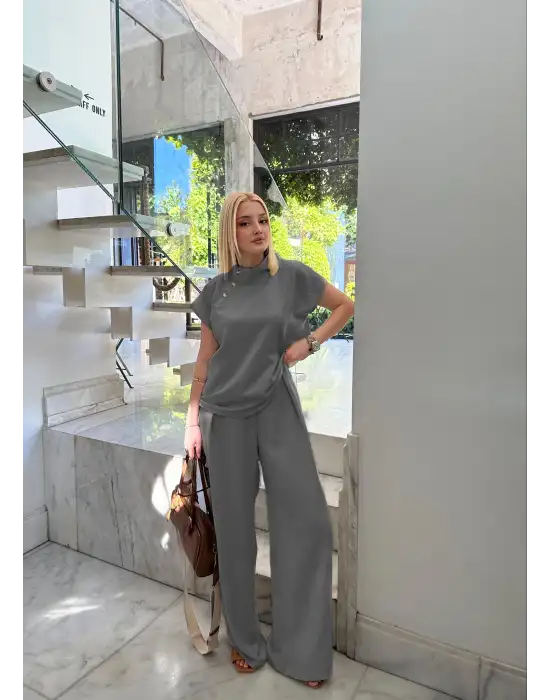 Boherna Gri Keten İkili Takım